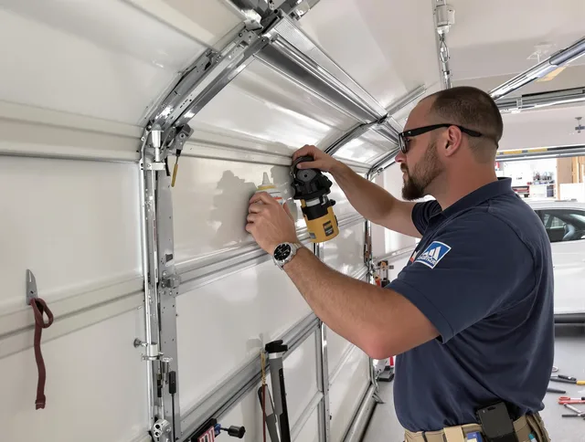 Hemet Garage Door Repair technician quieting a noisy garage door in Hemet