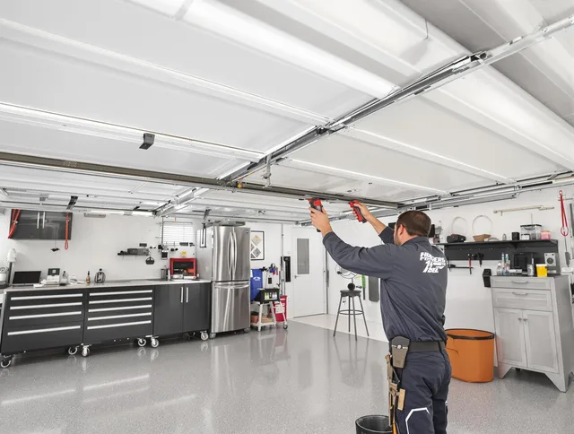 Overhead garage door repair service by Hemet Garage Door Repair in Hemet