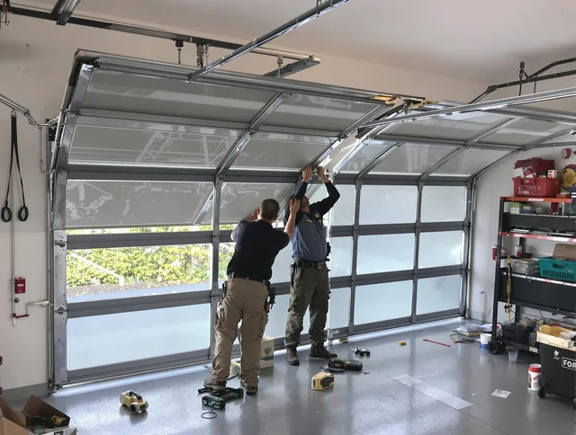 Hemet Garage Door Repair expert performing precise panel replacement on Hemet garage door